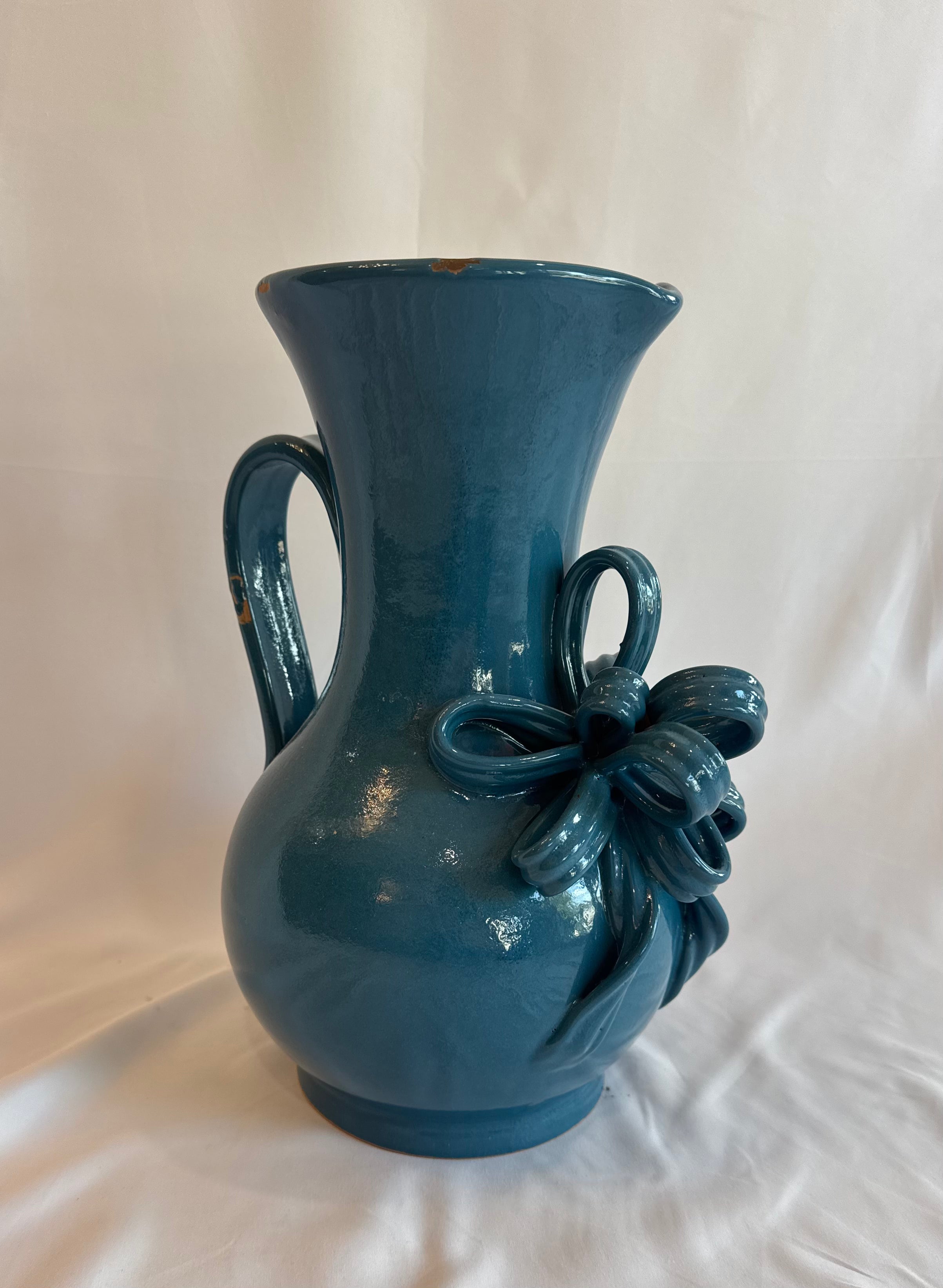 Blue Vase Pitcher with Bow