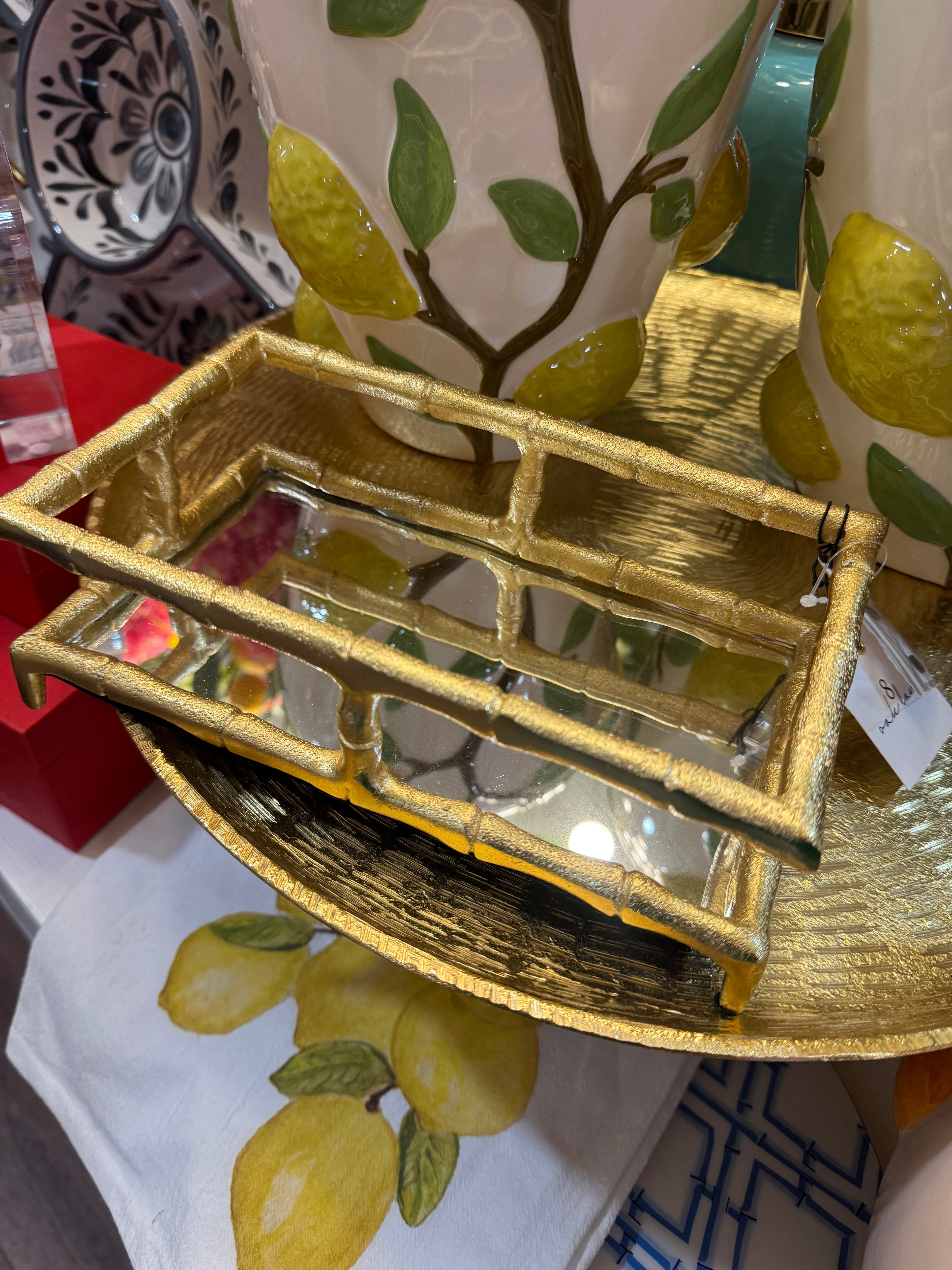 Gold Bamboo Napkin Tray