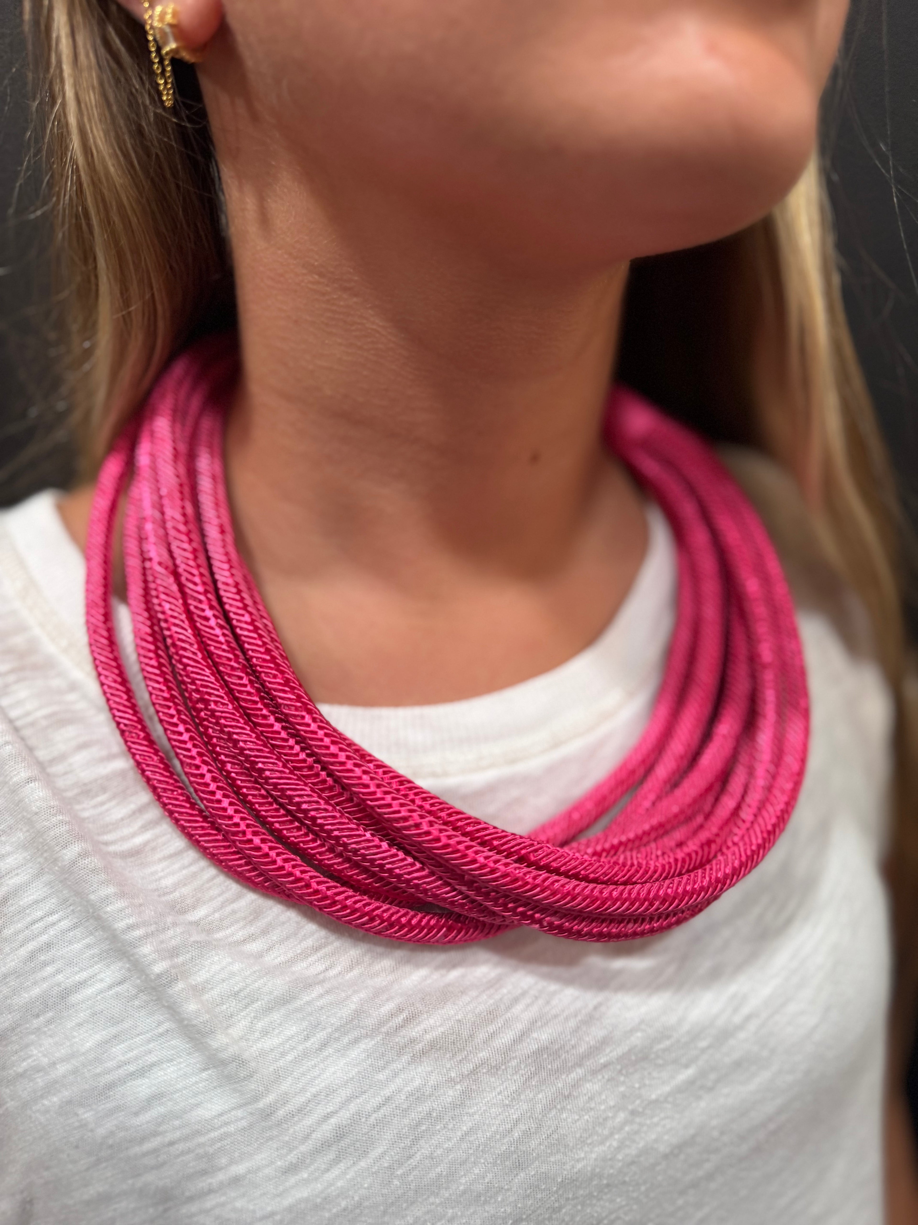 Hot Pink Rope Necklace