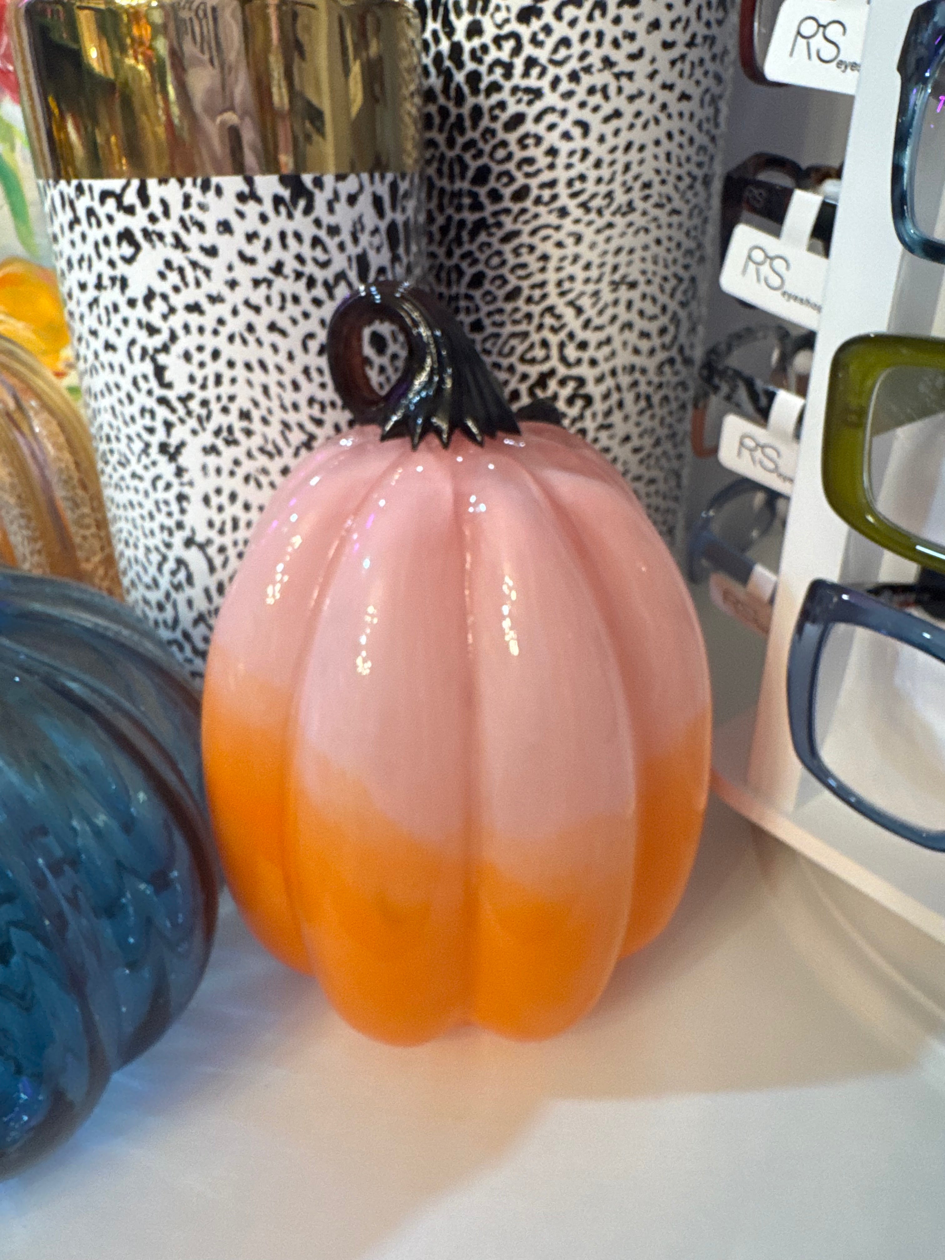 Pin and Orange Glass Pumpkin
