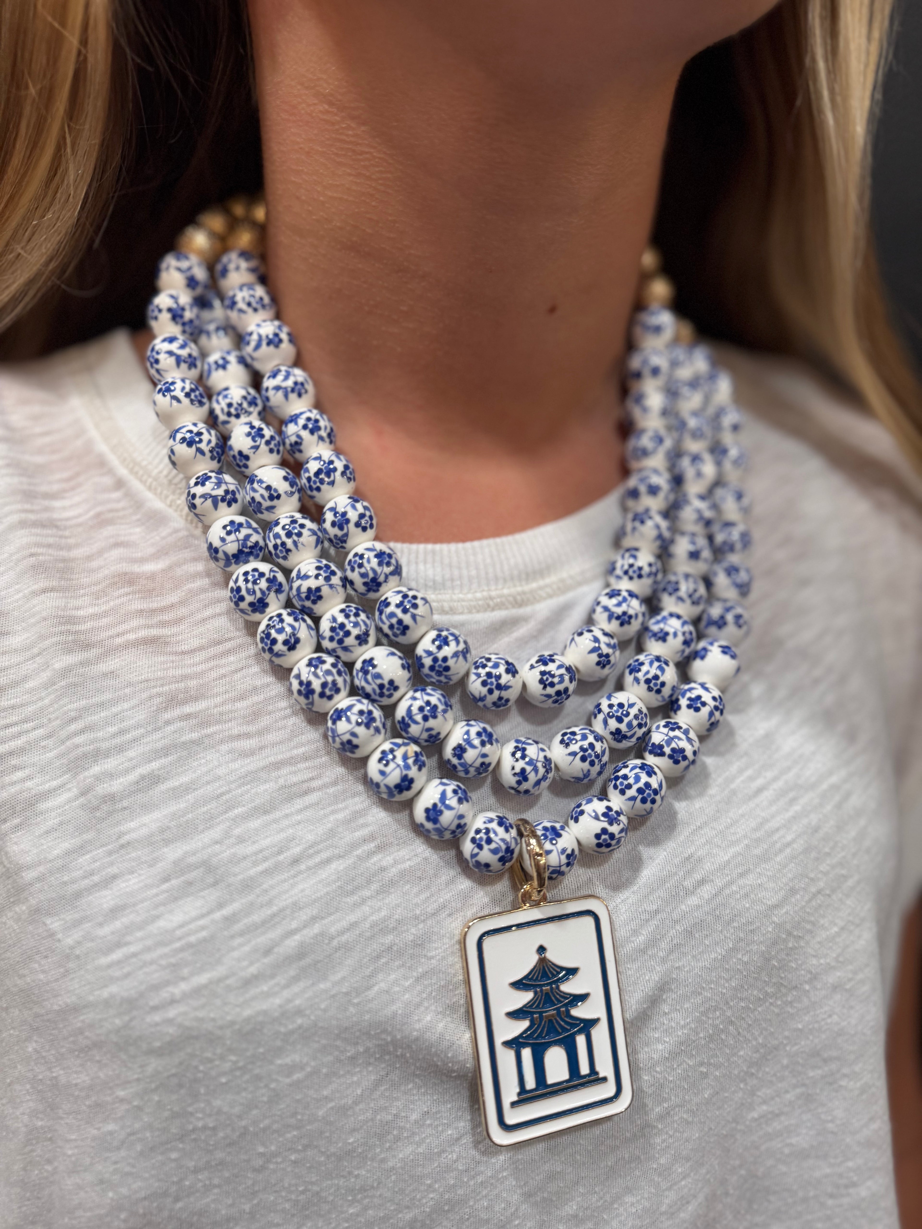 Blue and White Mahjong Necklace