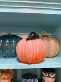 Short Pink and Orange Glass Pumpkin