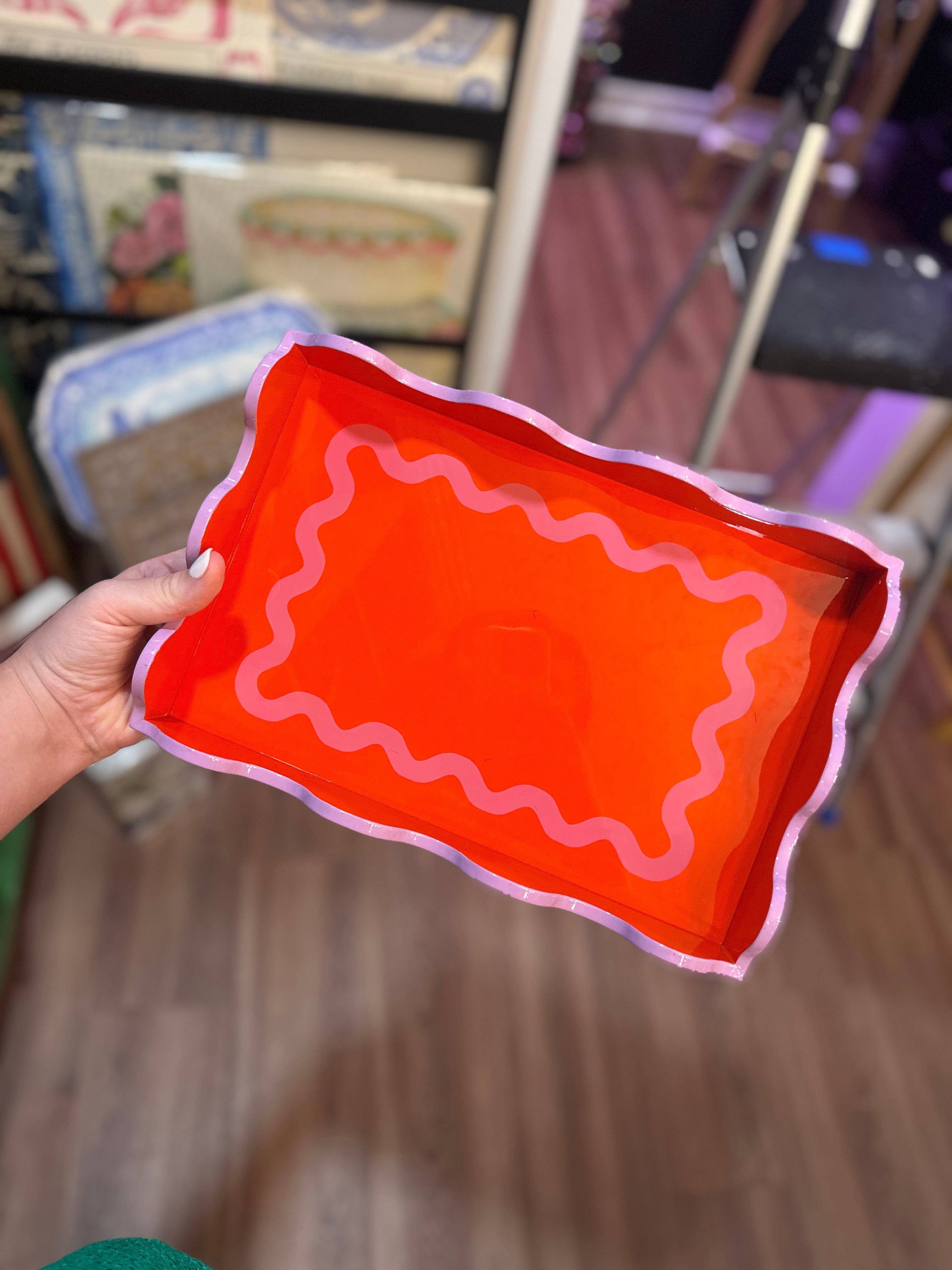 Red and Pink Squiggle Tray