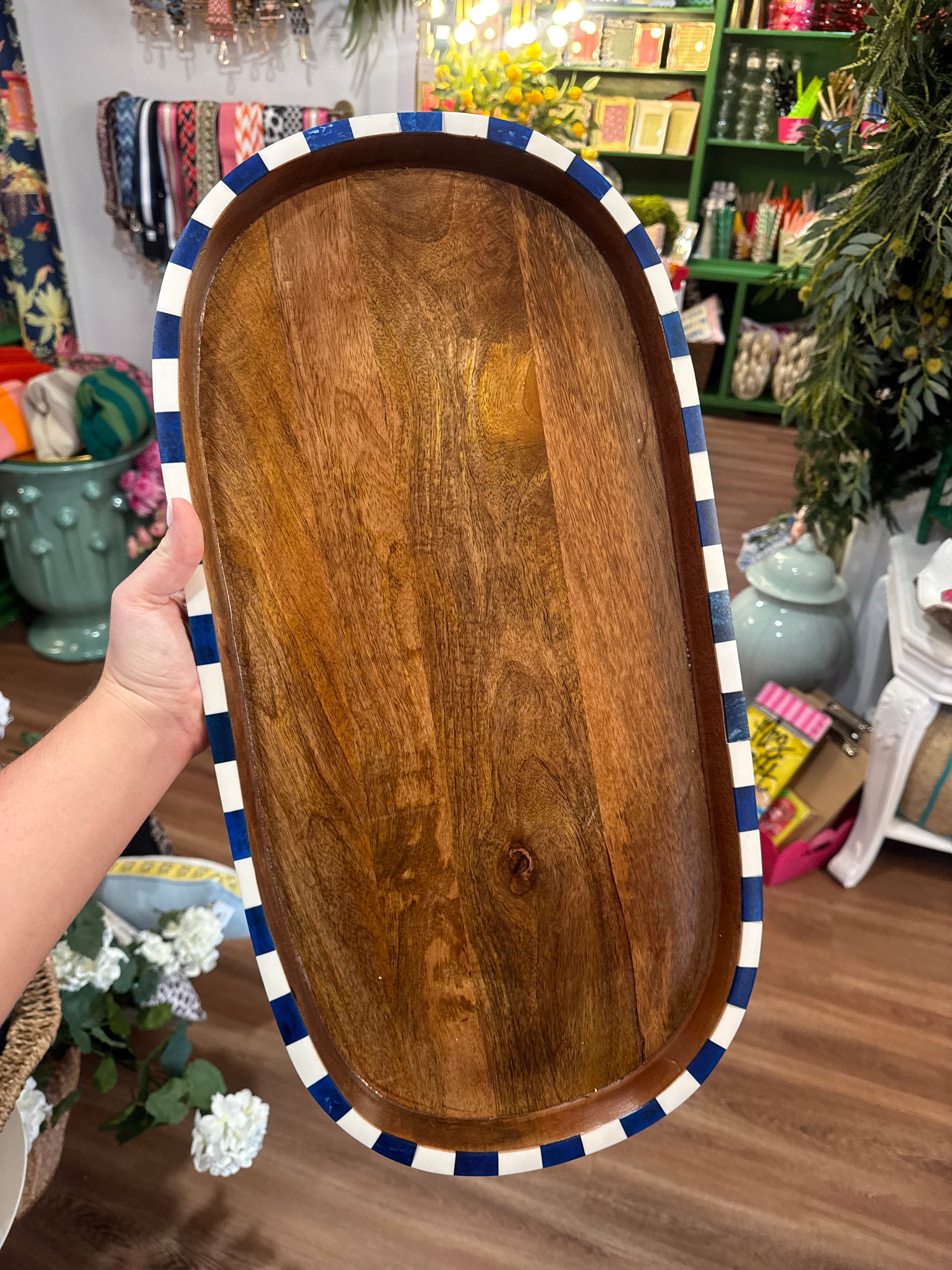 Navy and White Stripe Tray