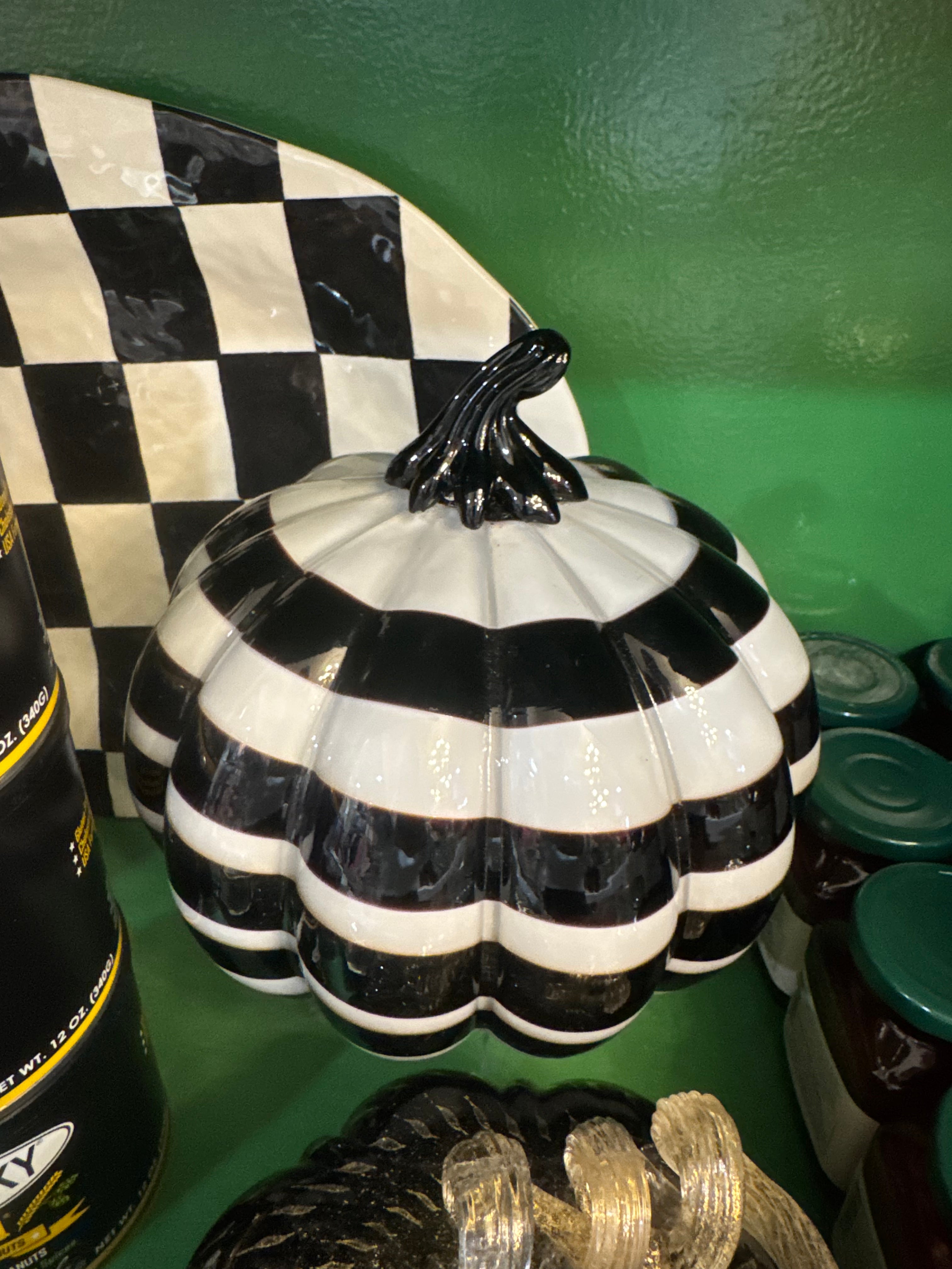 Black and White Glass Pumpkin