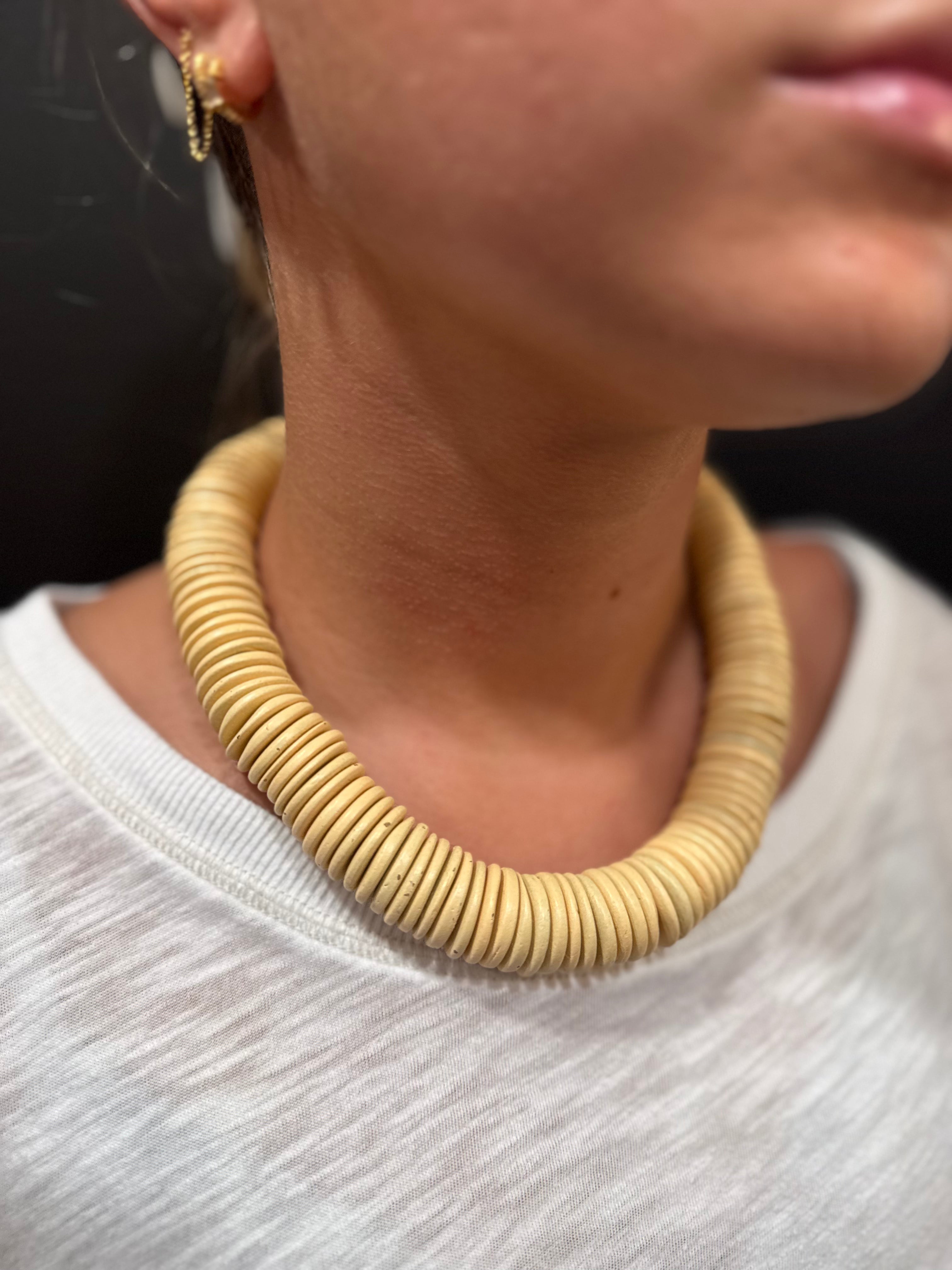 Natural Wood Bead Necklace