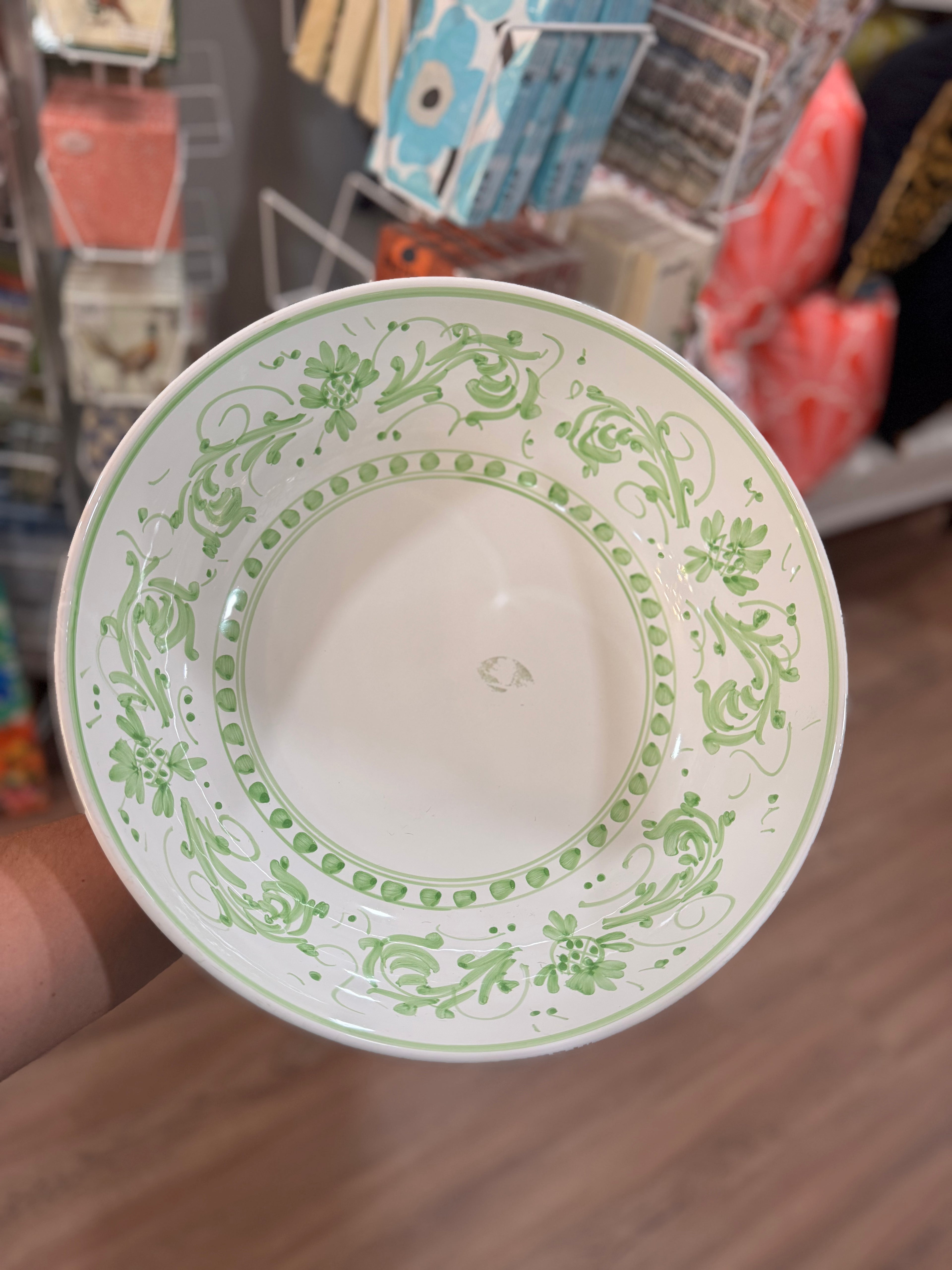 Large Green and White Bowl