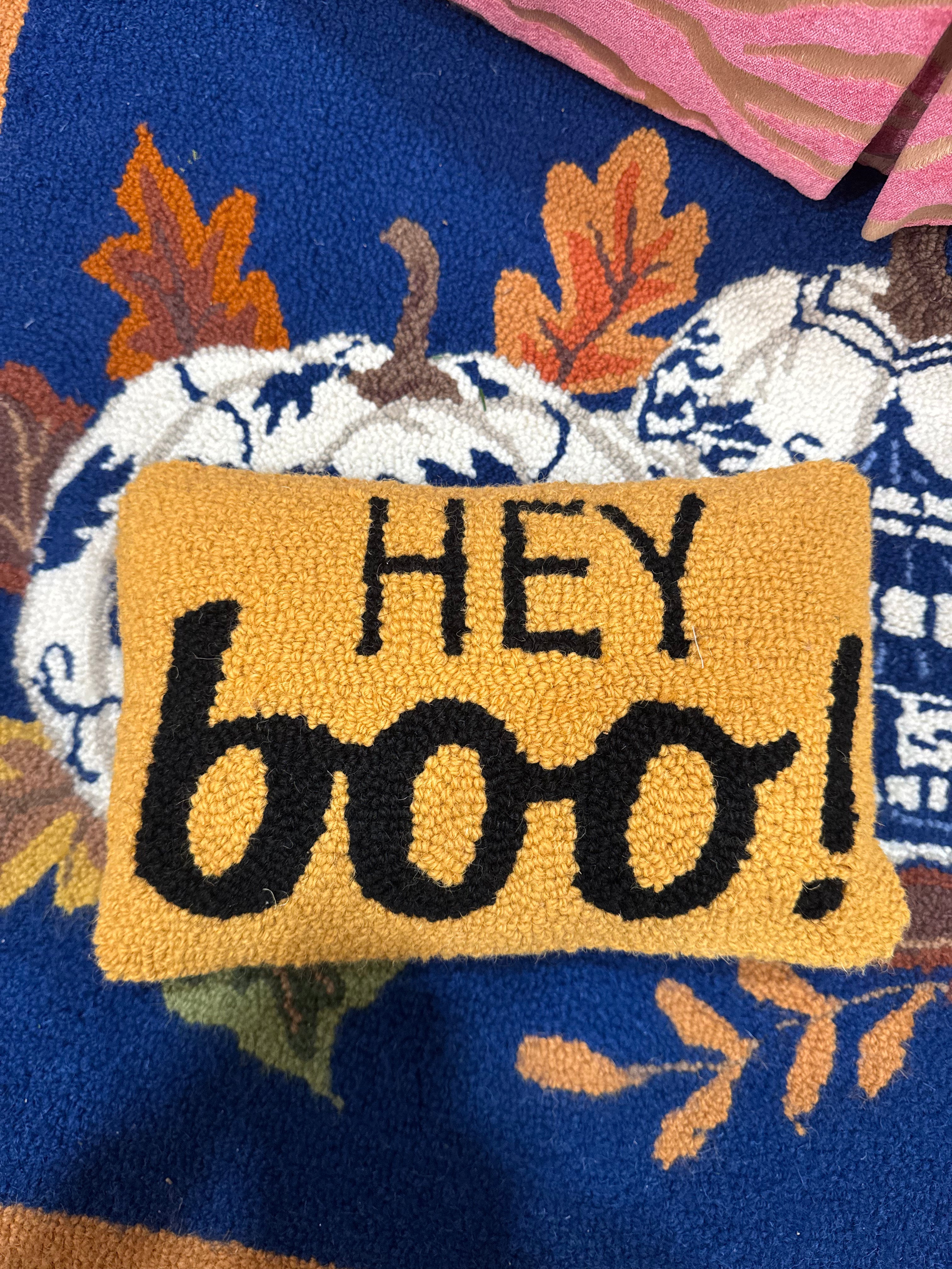 Orange "Hey boo" pillow