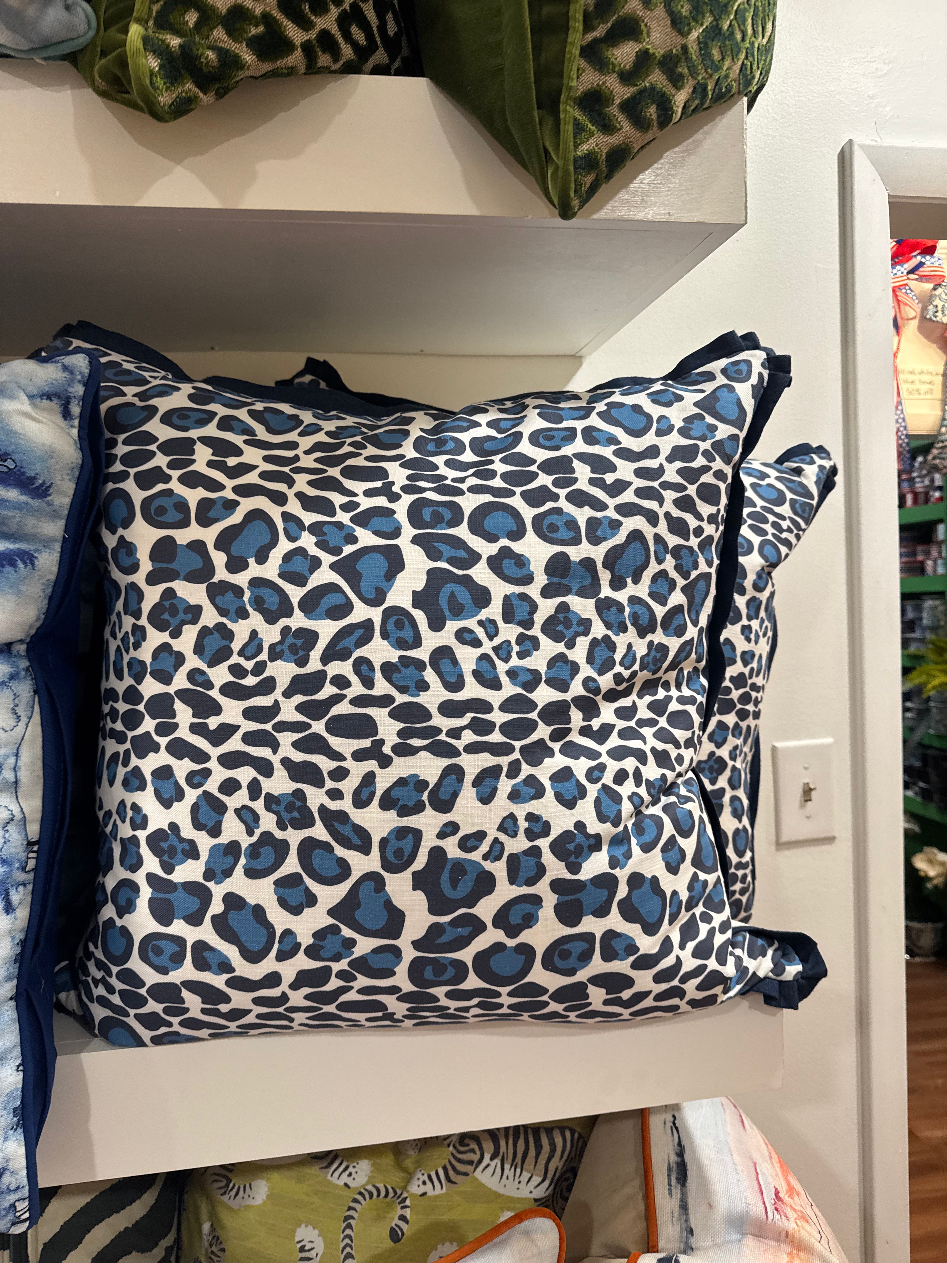 Blue Leopard Pillow Set