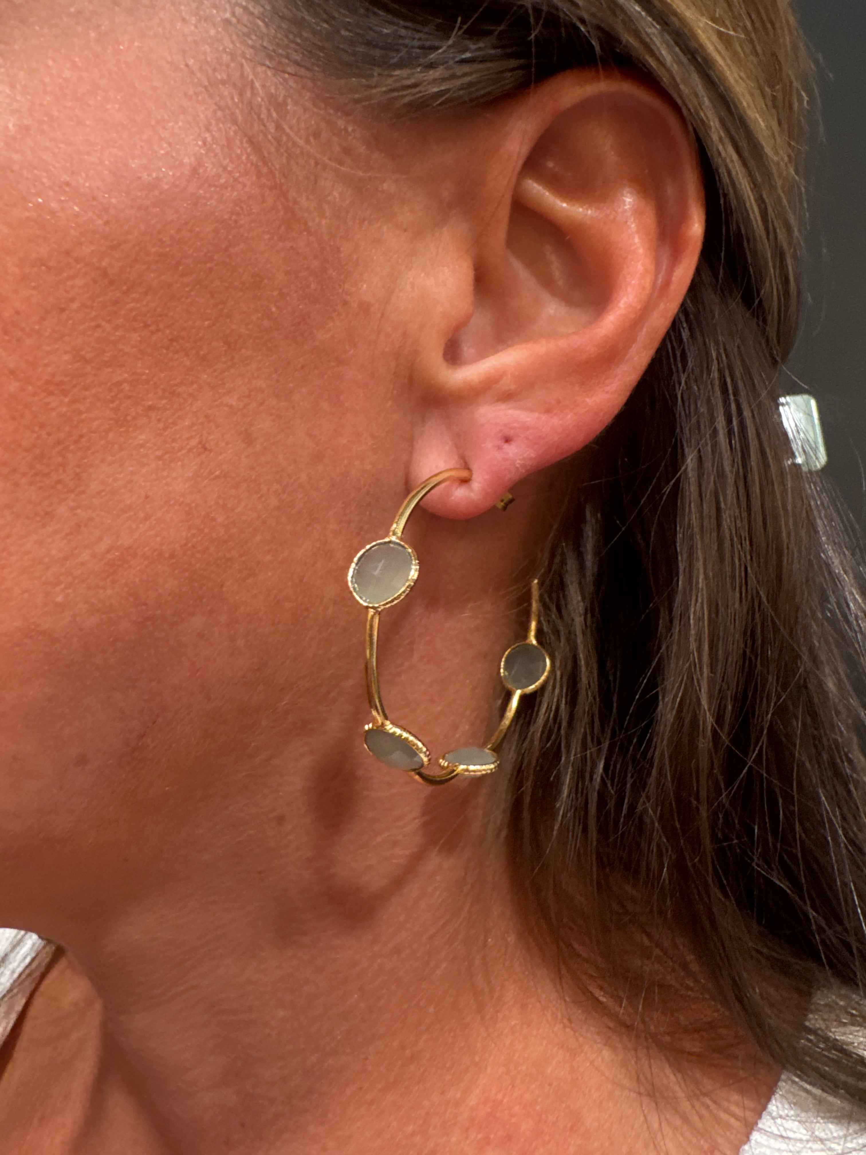 Julie Ryan Gray Stone Hoop Earrings