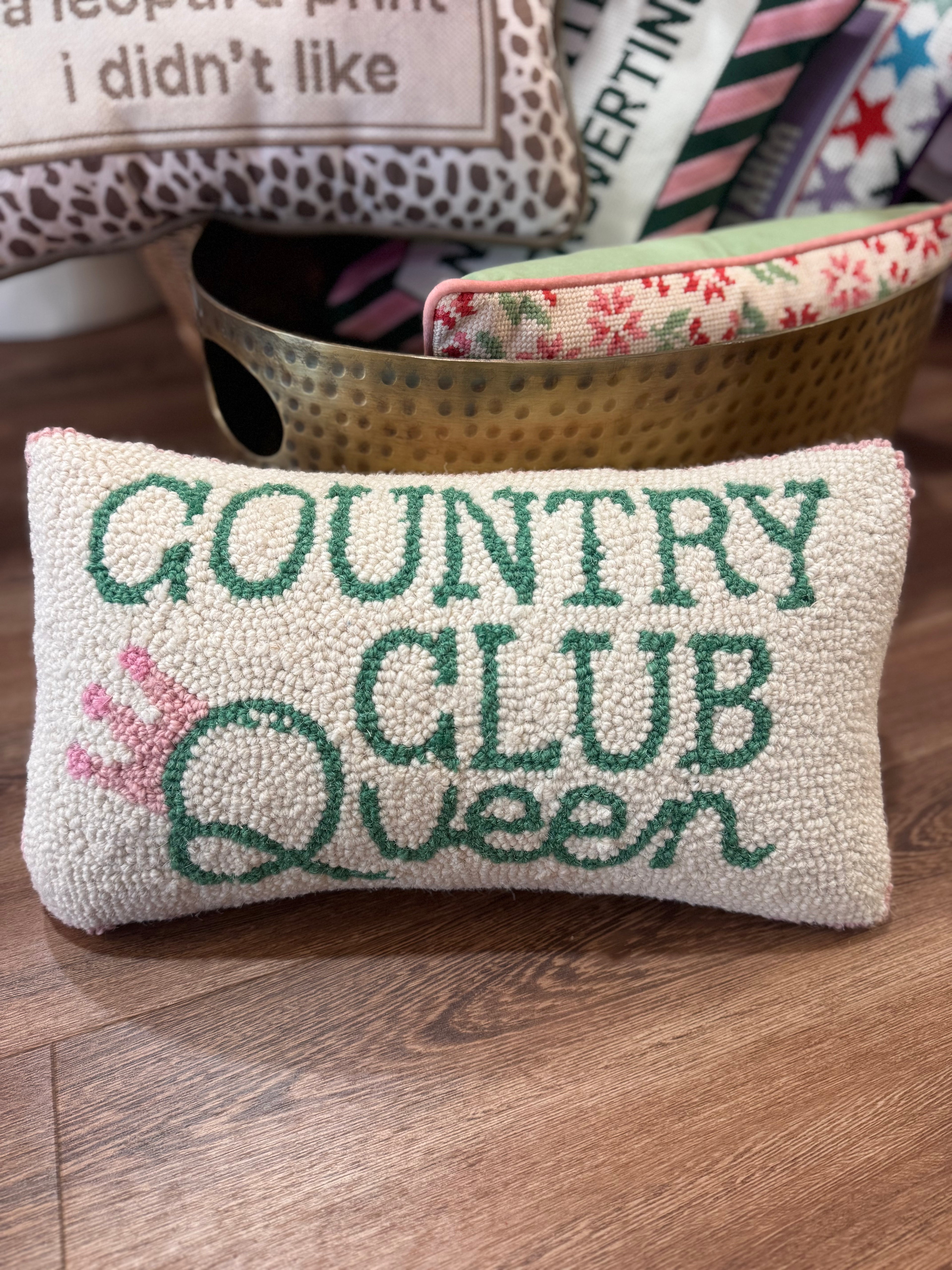Country Club Queen Needle Point Pillow