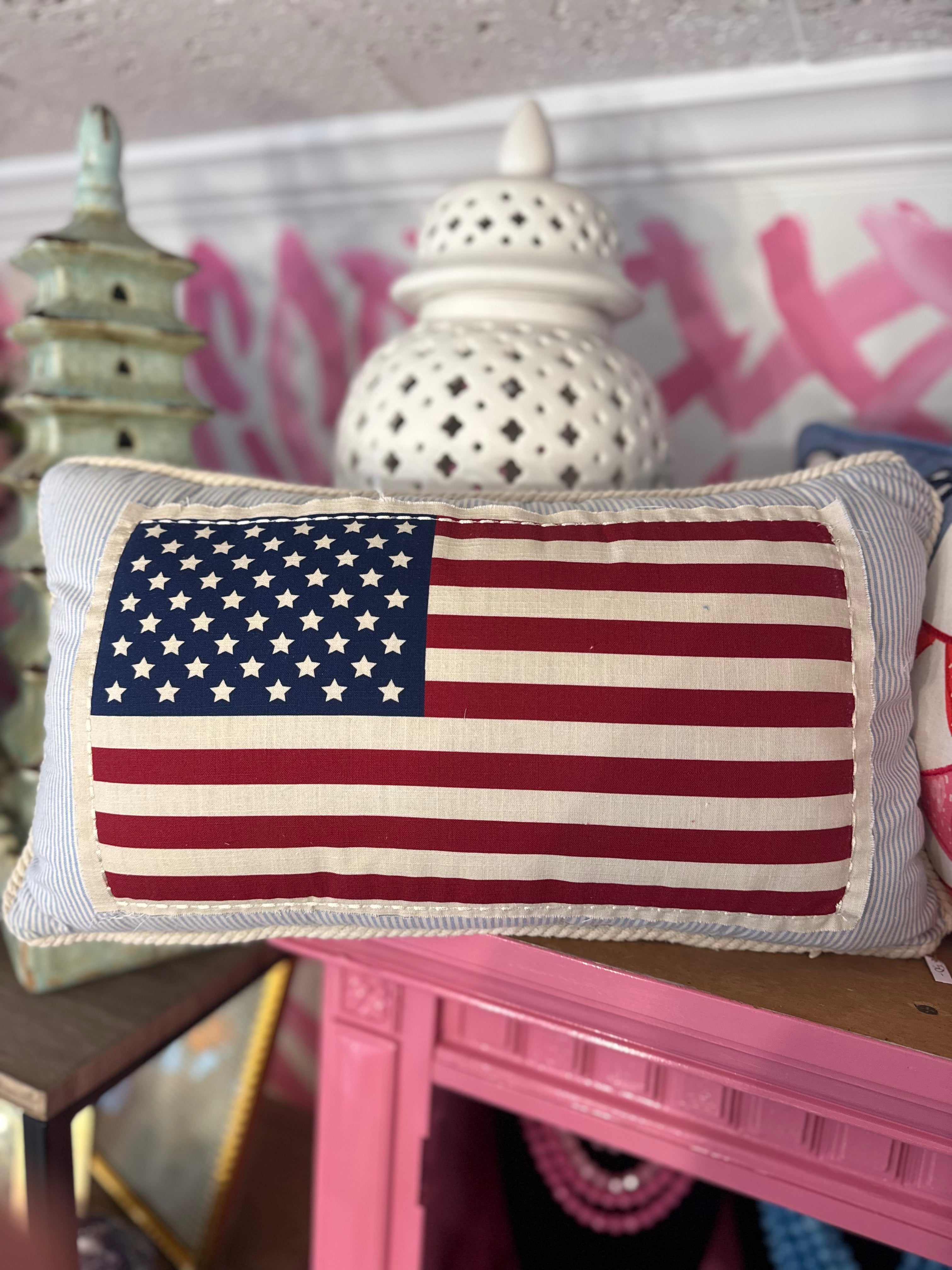 American Flag Blue Stripe Pillow