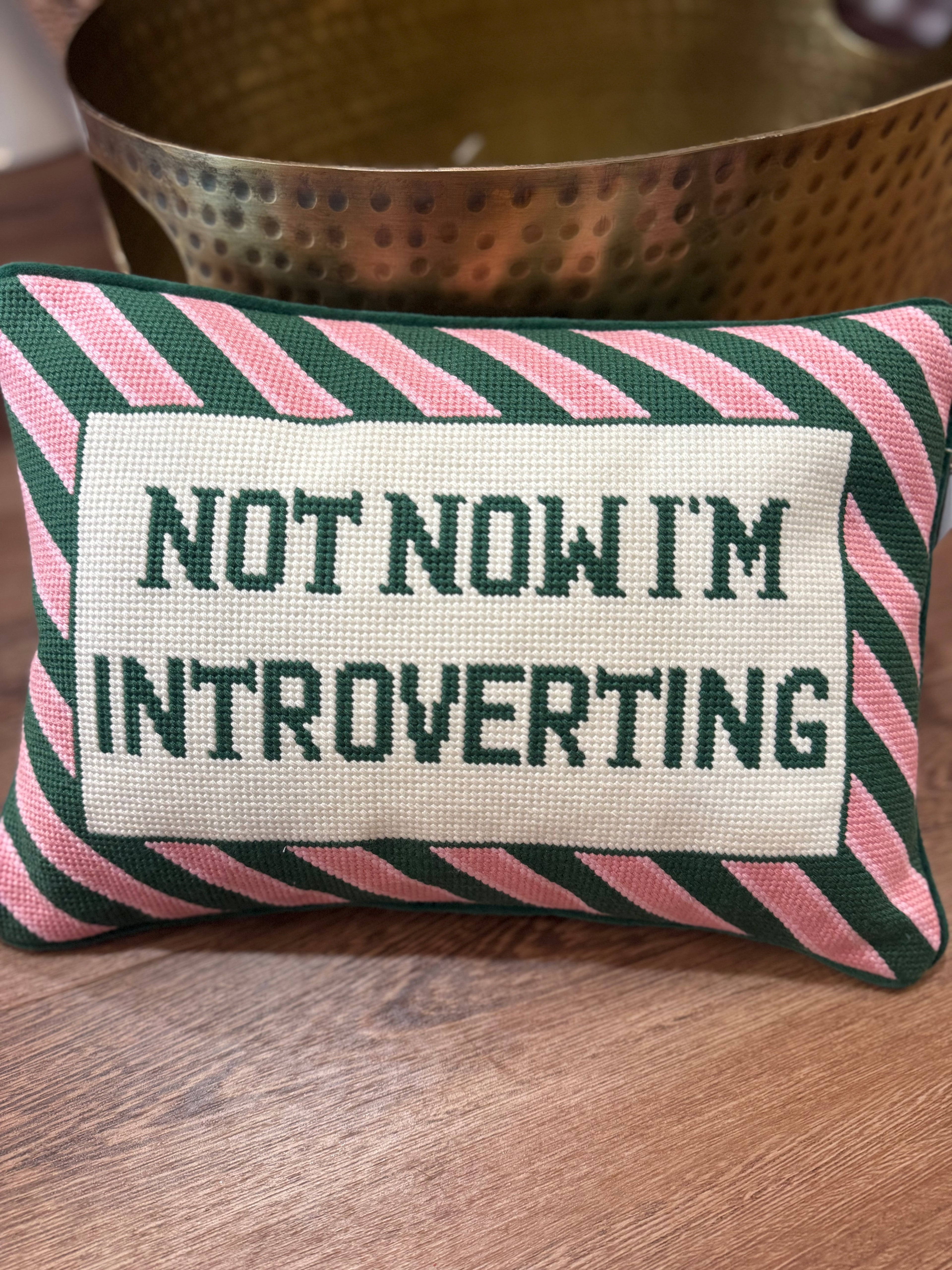 Mot Mow Im Introverting Needle Point Pillow