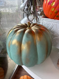 Blue and Gold Painted  Pumpkin