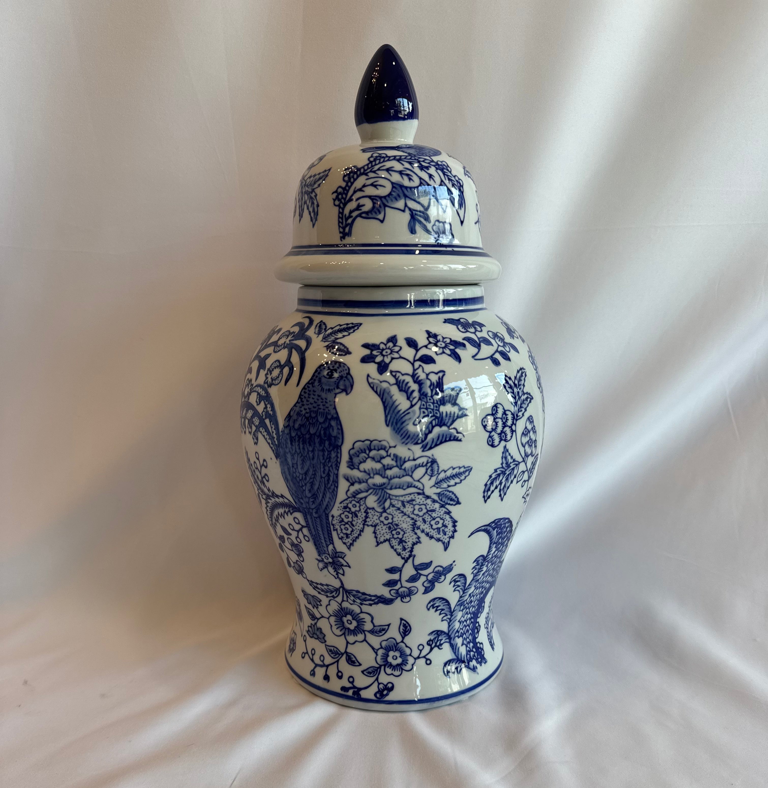 Blue and white medium Chinoiserie Jar