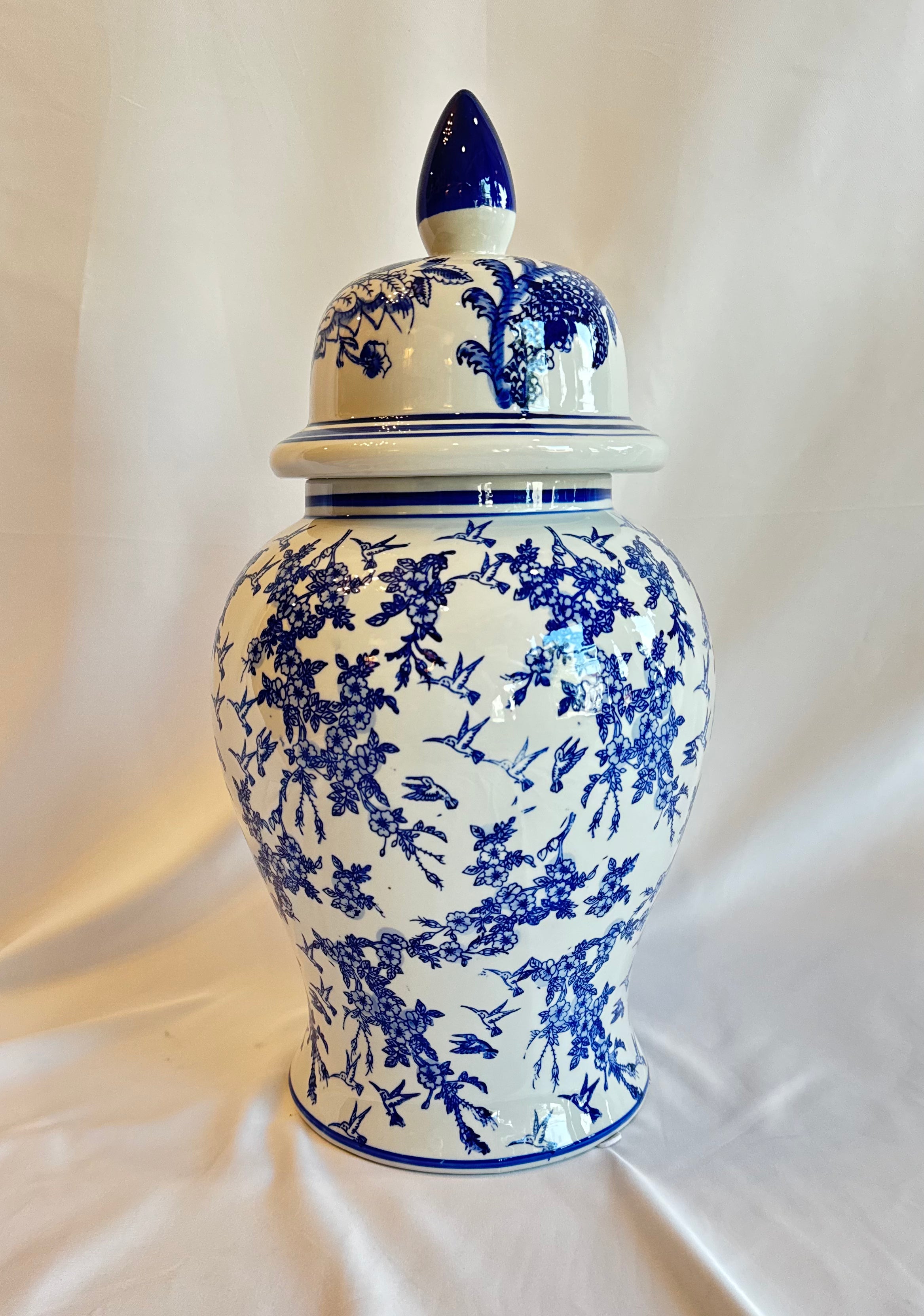 medium Blue and White Chinoiserie Ginger Jar